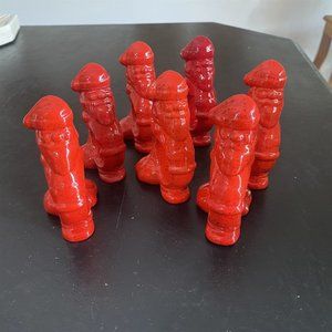 7 Vintage Ceramic Santa Claus Red Napkin Rings Napkin Holders Hand Painted